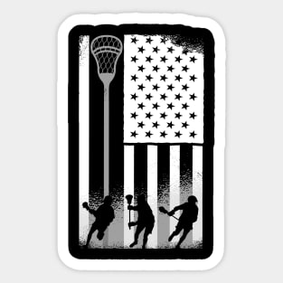 Lacrosse Player USA American Flag Sticker